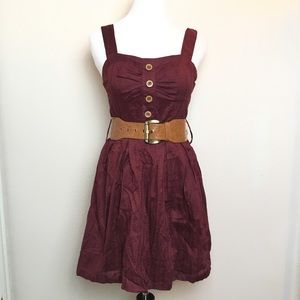 Small Charlotte Russe Burgundy Buckle Dress Midi